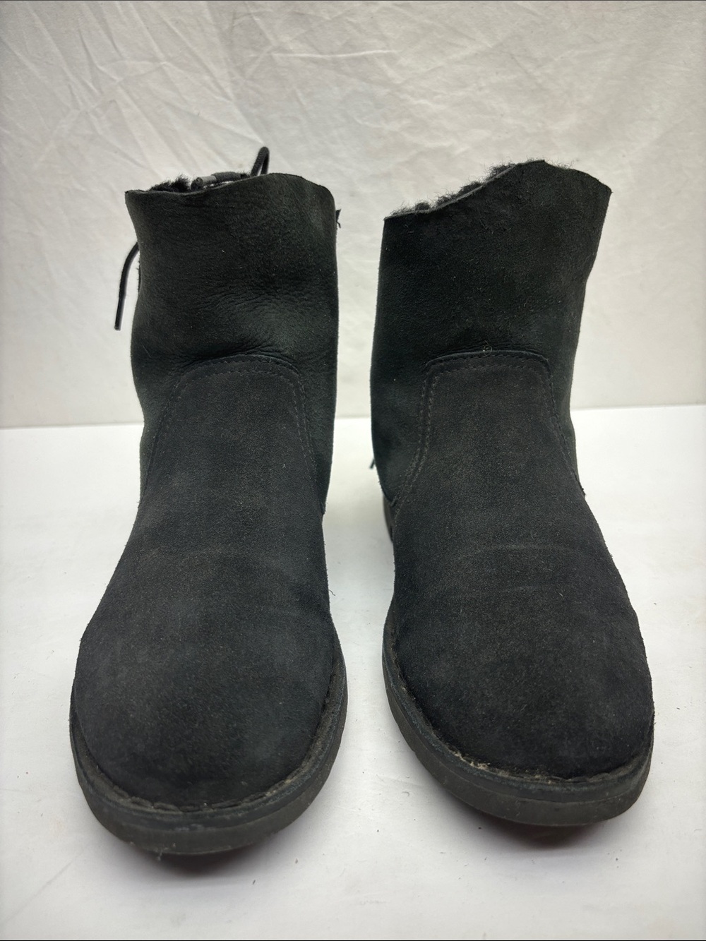 UGG Women’s Black Suede Short Winter Boots, SZ 7.5, box 86